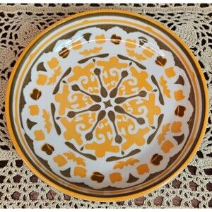 Boho Style Ceramic Cat Food Dish Bowl Plate w/ Slip-guard Peach & Grey (read)